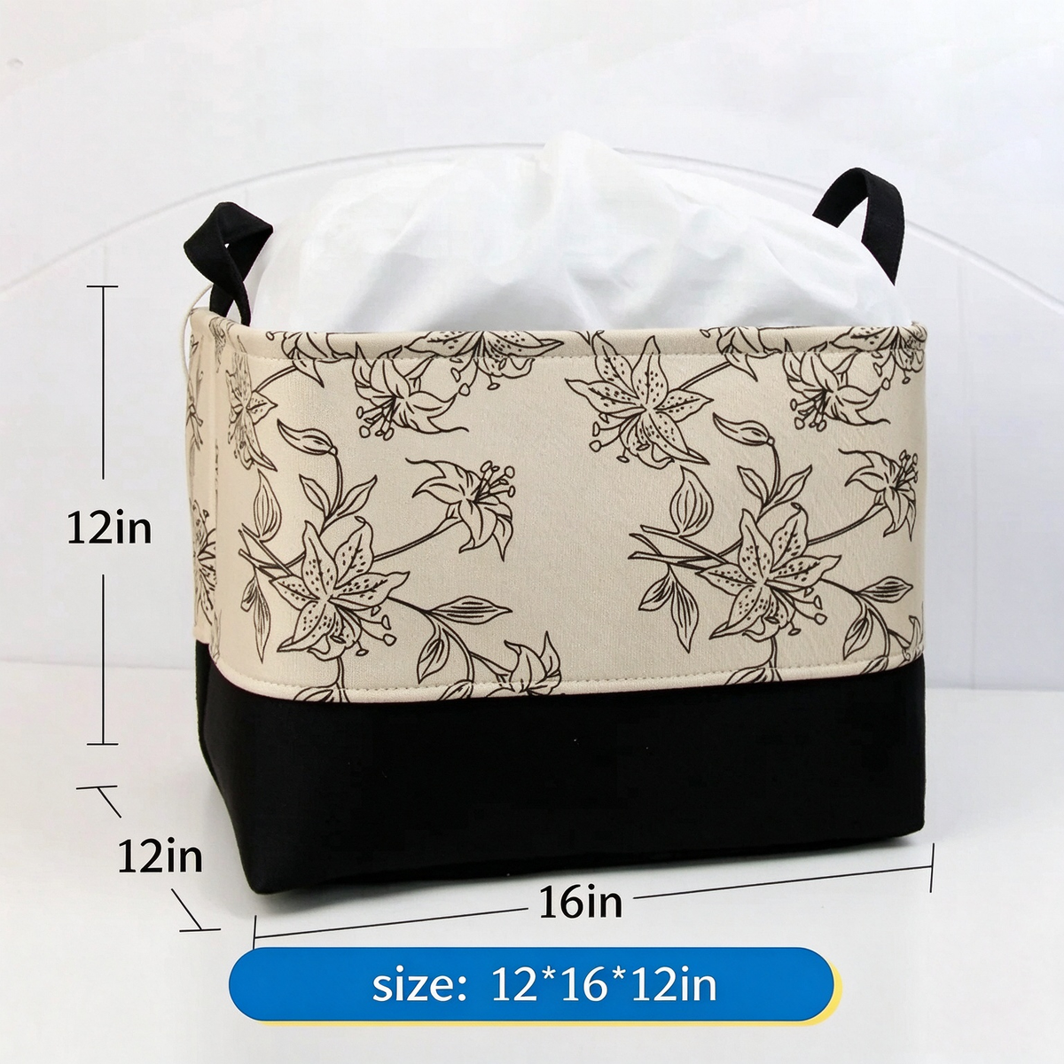 Fabric Drawstring Storage Bin, Dustproof Large Capacity Storage Basket for Clothes & Comforters 12''x16''x12''