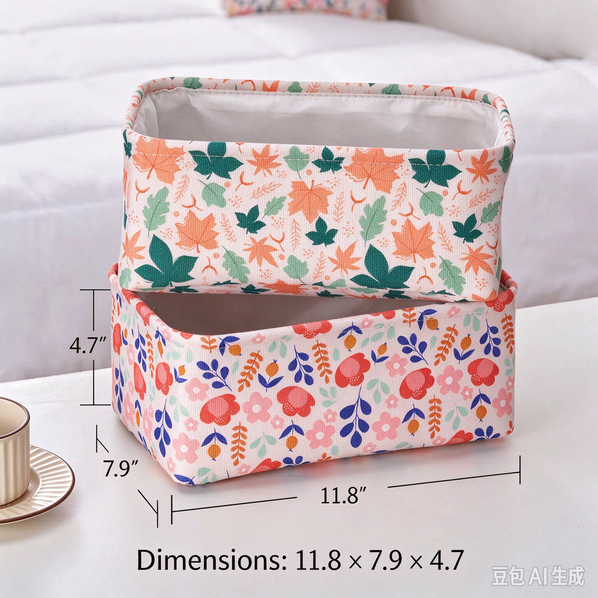 4pcs 3-Layer Fabric Storage Box, Thickened Storage Bin, Desktop Organizer for Underwear & Socks 11.8" × 7.9" × 4.7"