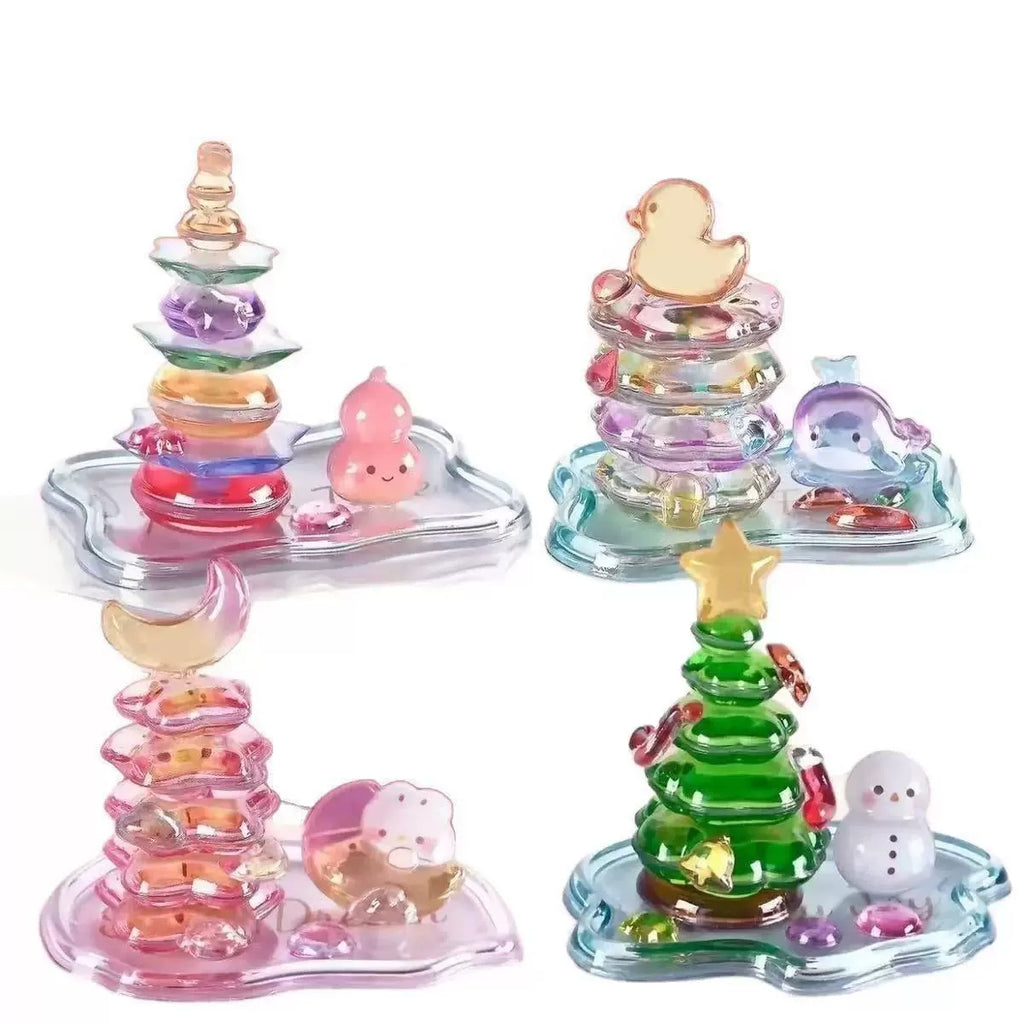 4pcs 3D Stackable Stickers, Transparent Jelly Layered Stacking Decals for DIY Scrapbooking, Journal, Phone Case Decor