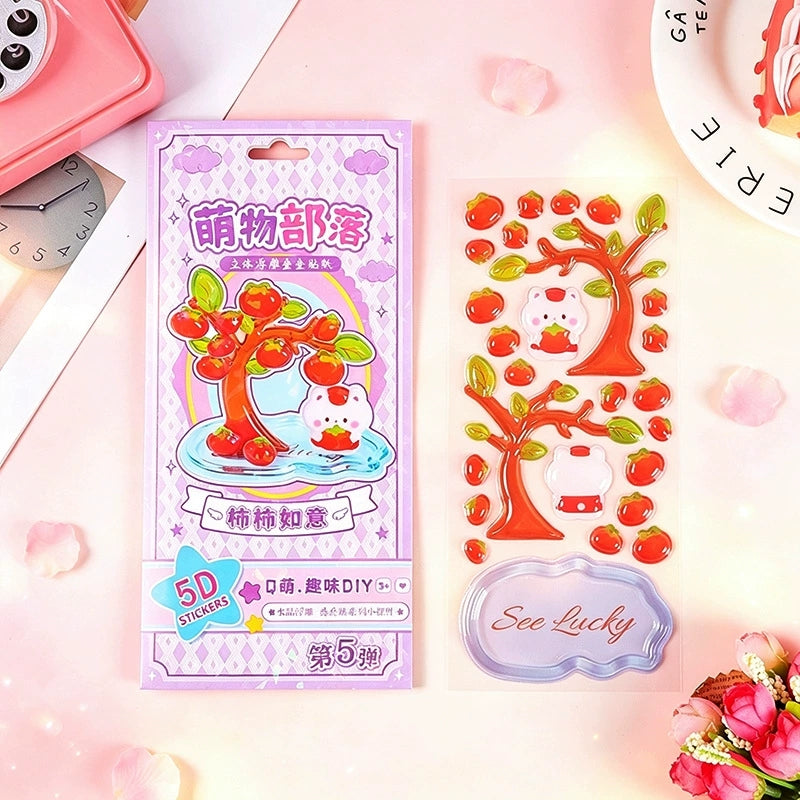 4pcs 3D Embossed Stacking Stickers Ornament | Cute Crystal Stackable Stress Relief Craft