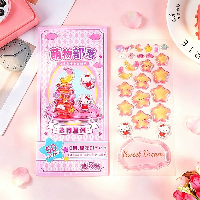 4pcs 3D Embossed Stacking Stickers Ornament | Cute Crystal Stackable Stress Relief Craft