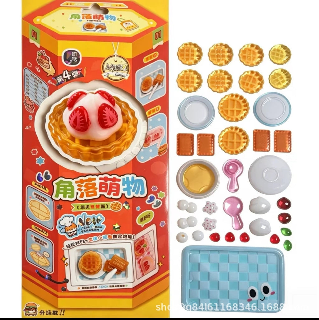 4pcs 3D Crystal Food Toy Stickers | Mini DIY Miniature Food Kit for Scrapbooking & Decoration