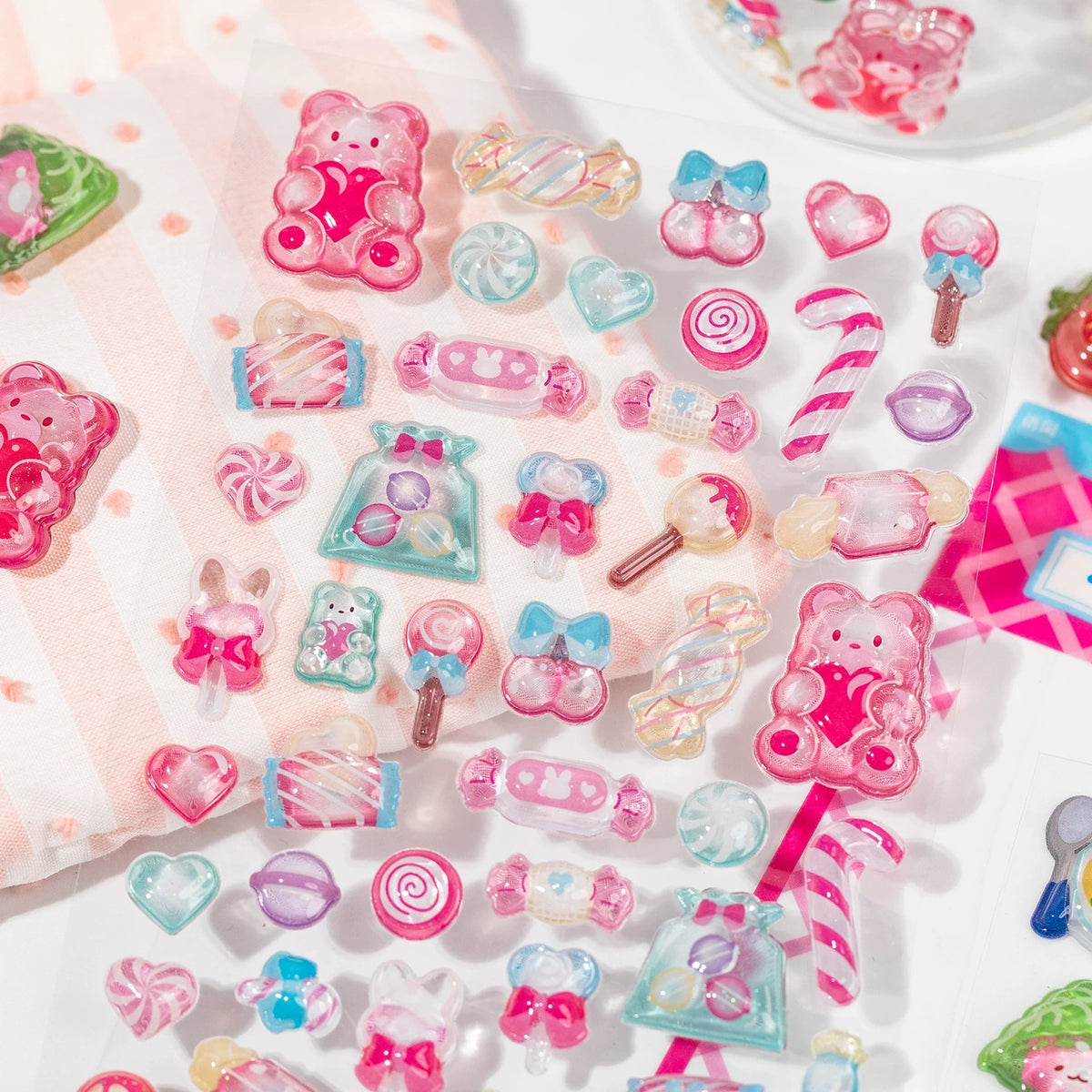 4pcs 3D Embossed Miniature Food Play Stickers, Cute Bean Stickers, Clear K-pop Deco Stickers, Kids Cartoon Journal DIY Craft Decals
