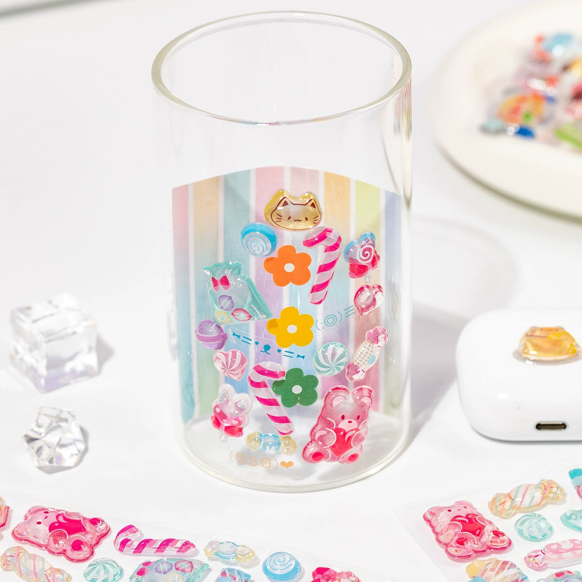 4pcs 3D Embossed Miniature Food Play Stickers, Cute Bean Stickers, Clear K-pop Deco Stickers, Kids Cartoon Journal DIY Craft Decals