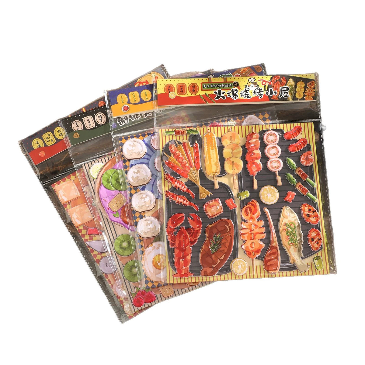 4pcs 3D Embossed Miniature Food Play Cute Bean Stickers, Clear Decorative Stickers, Kids Cartoon Journaling