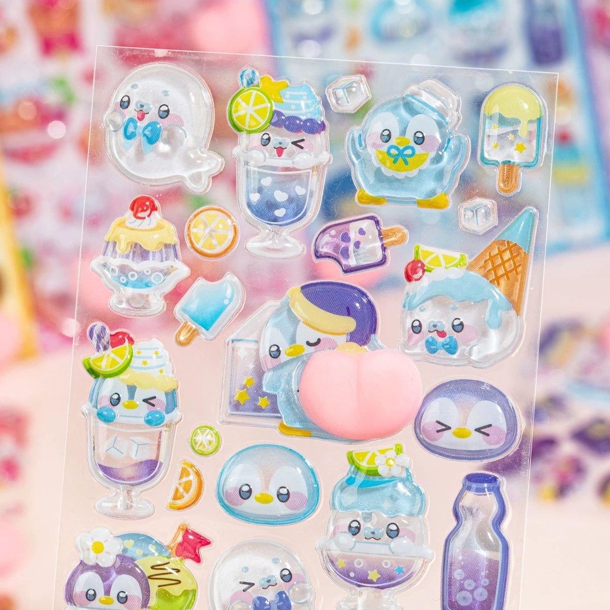 4pcs 3D Squishy Embossed Butt Stickers, Cute Cartoon Animal Puffy Bubble Stickers, Deco Stickers for Kuku Card & Phone Case