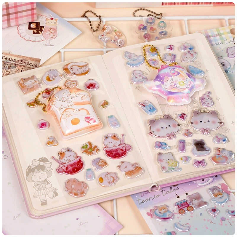 4pcs 3D Embossed Stickers | Cute Cartoon Stress Relief Decals for Kids