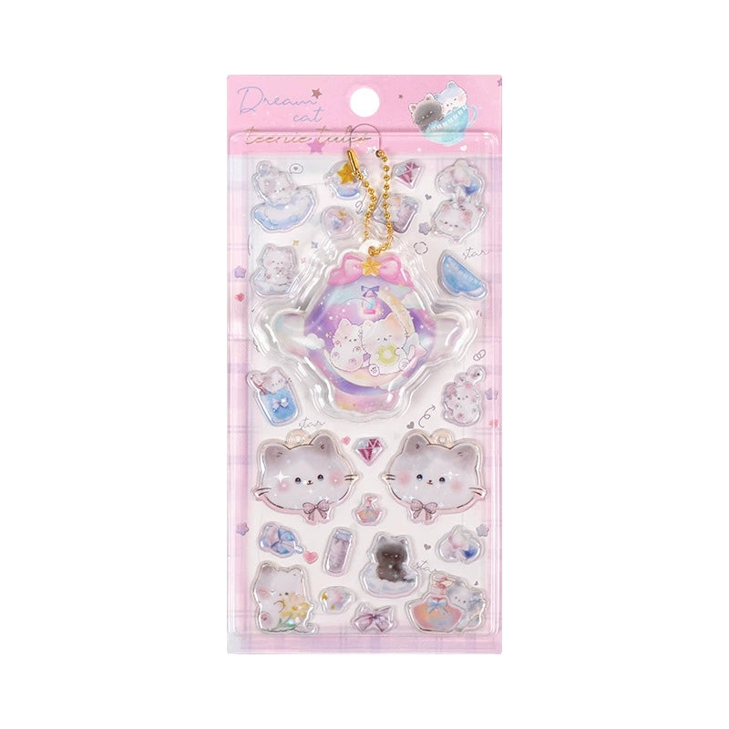 4pcs 3D Embossed Stickers | Cute Cartoon Stress Relief Decals for Kids