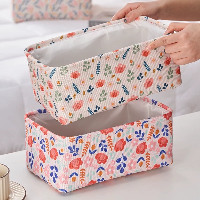 4pcs 3-Layer Fabric Storage Box, Thickened Storage Bin, Desktop Organizer for Underwear & Socks 11.8" × 7.9" × 4.7"