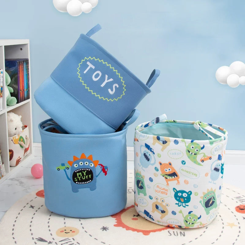 3-Layer Thick Fabric Toy Storage Bin, Collapsible Large Capacity Organizer Basket for Kids Playroom 11.02" × 14.96" × 13.78"