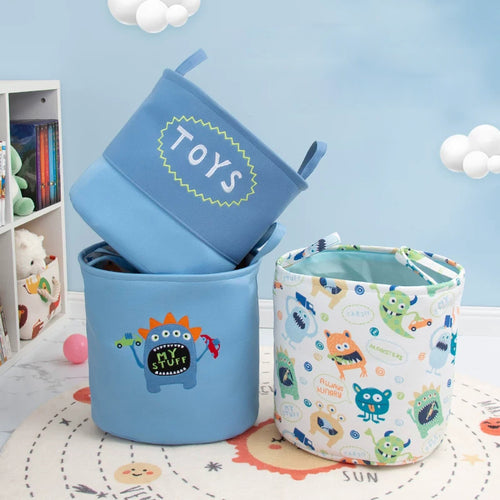 3-Layer Thick Fabric Toy Storage Bin, Collapsible Large Capacity Organizer Basket for Kids Playroom 13.78" × 17.72" × 15.75"