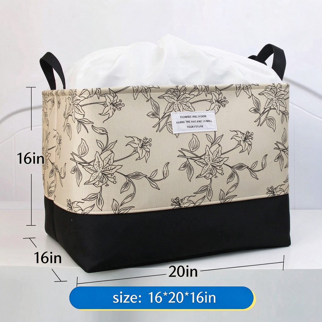 Fabric Drawstring Storage Bin, Dustproof Large Capacity Storage Basket for Cloth 16''x20''x16''