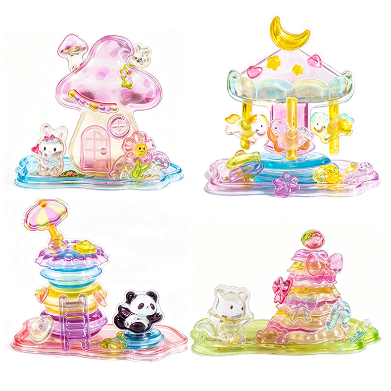 4pcs DIY 3D Embossed Stacking Stickers Ornament | Cute Crystal Stackable Stress Relief Craft Toy