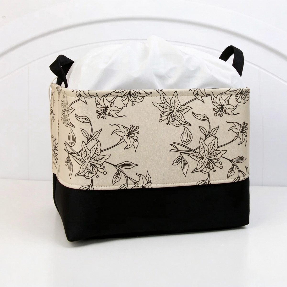 Fabric Drawstring Storage Bin, Dustproof Large Capacity Storage Basket for Clothes & Comforters 12''x16''x12''