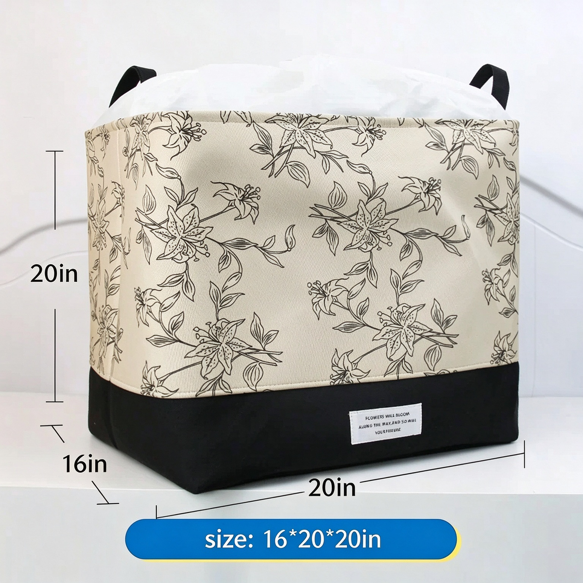 Fabric Drawstring Storage Bin, Dustproof Large Capacity Storage Basket for Clothes & Comforters 16''x20''x20''