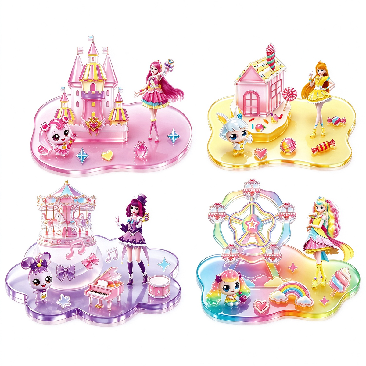 4pcs 3D Glow-in-the-Dark Embossed Stackable Toy, Kids DIY Handcraft Assembly Ornament, 3D Crystal Embossed Sticker Craft Kit