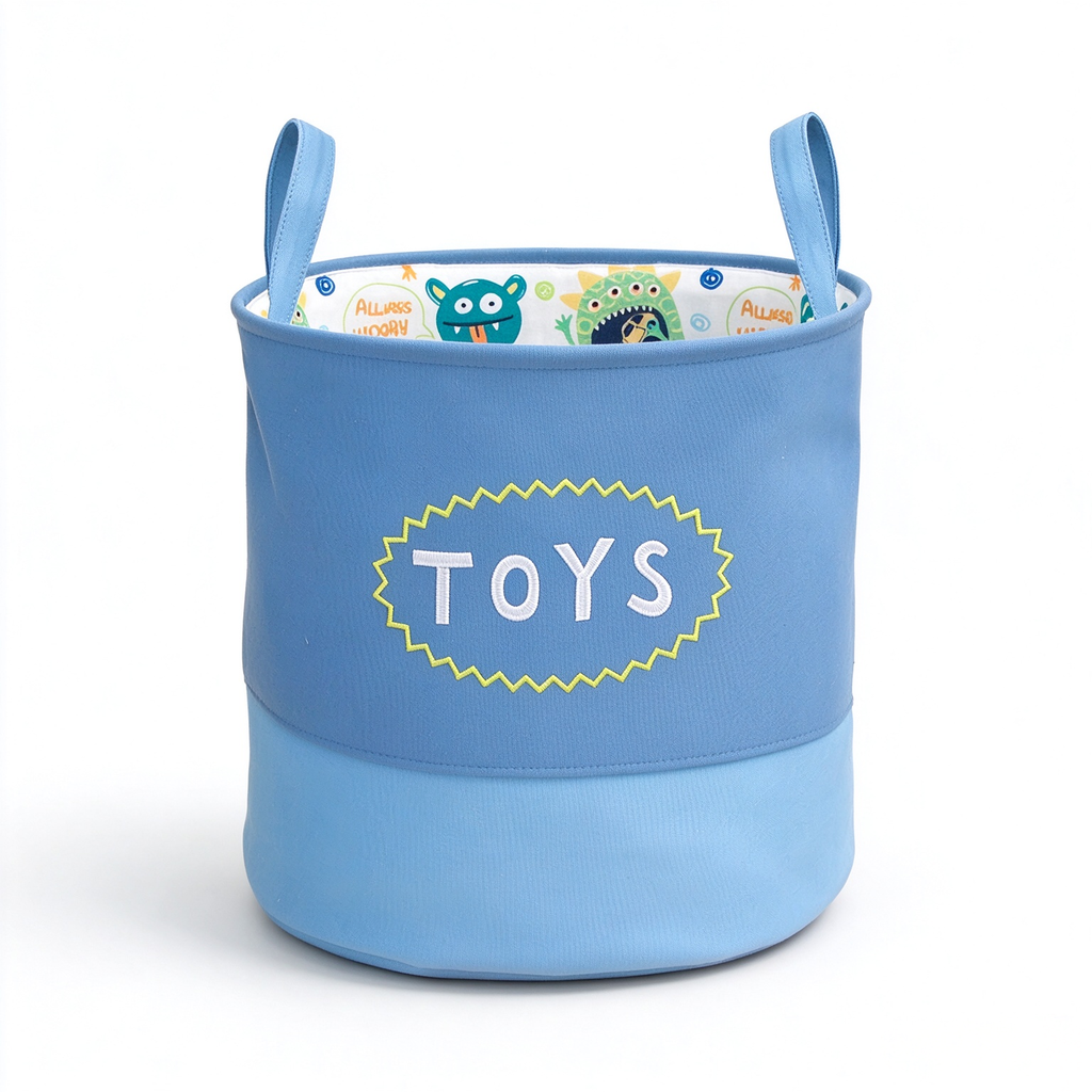3-Layer Thick Fabric Toy Storage Bin, Collapsible Large Capacity Organizer Basket for Kids Playroom 13.78" × 17.72" × 15.75"