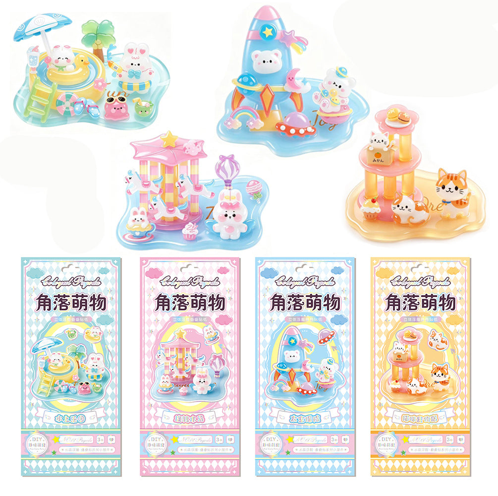 4pcs 3D Stackable Stickers, Transparent Jelly Layered Stacking Decals for DIY Scrapbooking, Journal