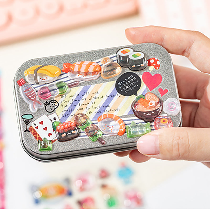 4pcs 3D Embossed Miniature Food Play Stickers, Cute Bean Stickers, Clear K-pop Deco Stickers, Kids Cartoon Journal DIY Craft Decals