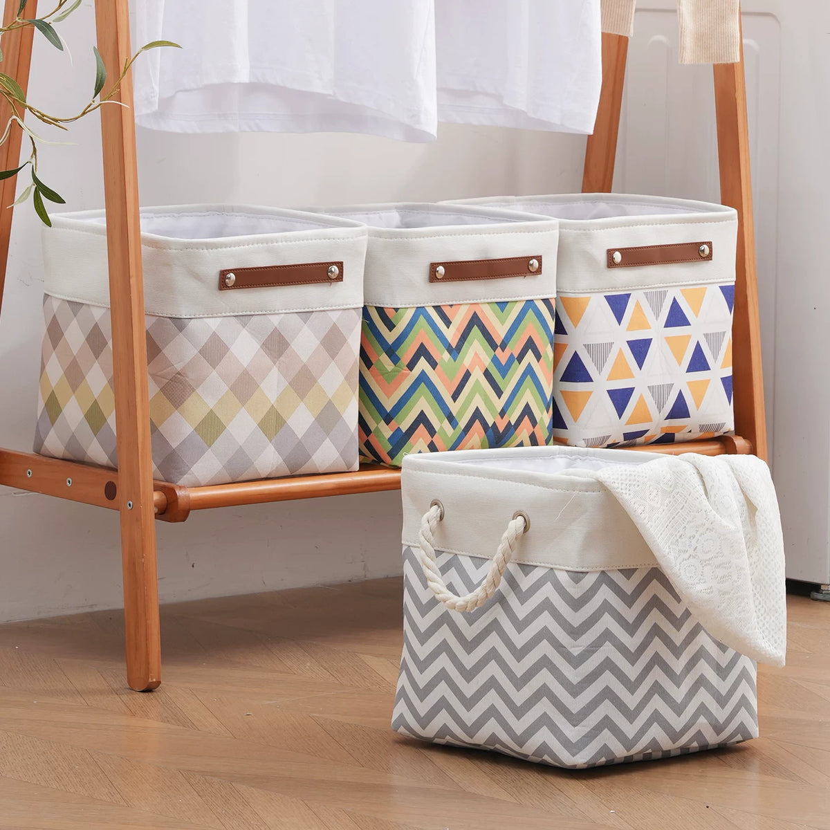 12in Collapsible Fabric Storage Box, Foldable Organizer Bin for Clothes, Toys & Sundries