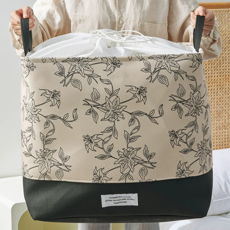 Fabric Drawstring Storage Bin, Dustproof Large Capacity Storage Basket for Clothes & Comforters 16''x20''x20''