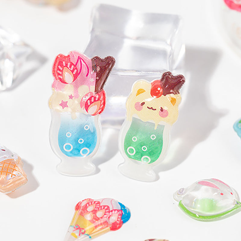 4pcs 3D Embossed Miniature Food Play Stickers, Cute Bean Stickers, Clear K-pop Deco Stickers, Kids Cartoon Journal DIY Craft Decals