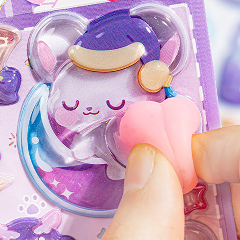 4pcs 3D Squishy Embossed Butt Stickers, Cute Cartoon Animal Puffy Bubble Stickers, Deco Stickers for Kuku Card & Phone Case