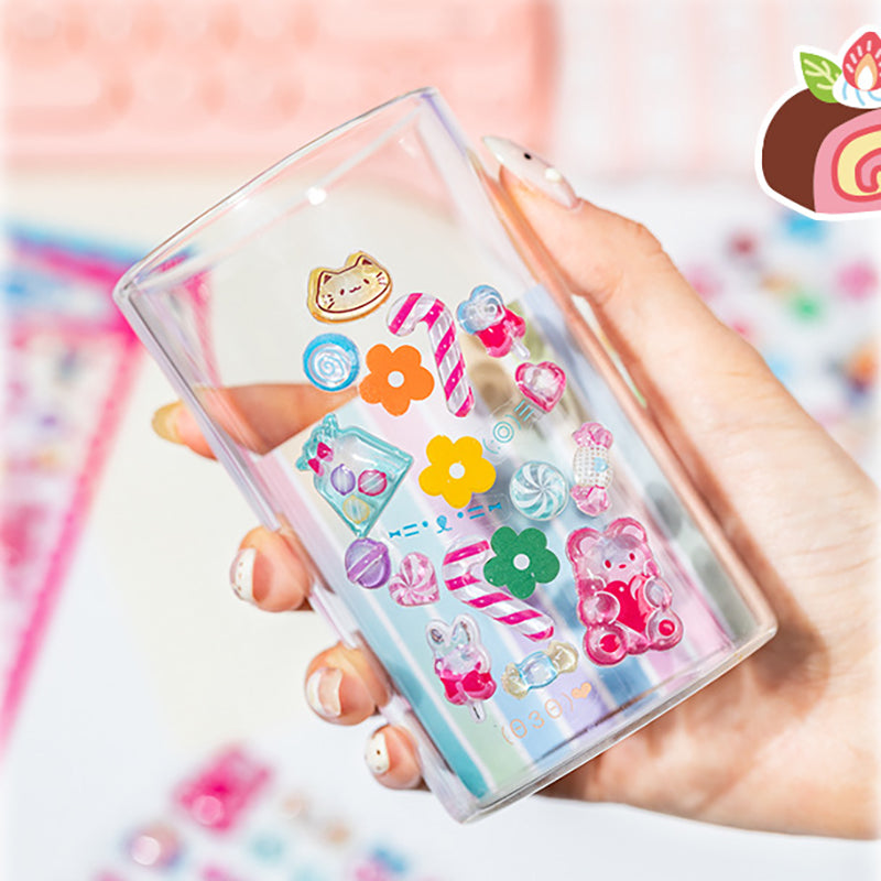 4pcs 3D Embossed Miniature Food Play Stickers, Cute Bean Stickers, Clear K-pop Deco Stickers, Kids Cartoon Journal DIY Craft Decals